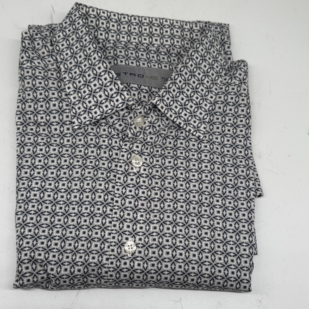 Etro Men's Black and White Geometric Pattern Shirt